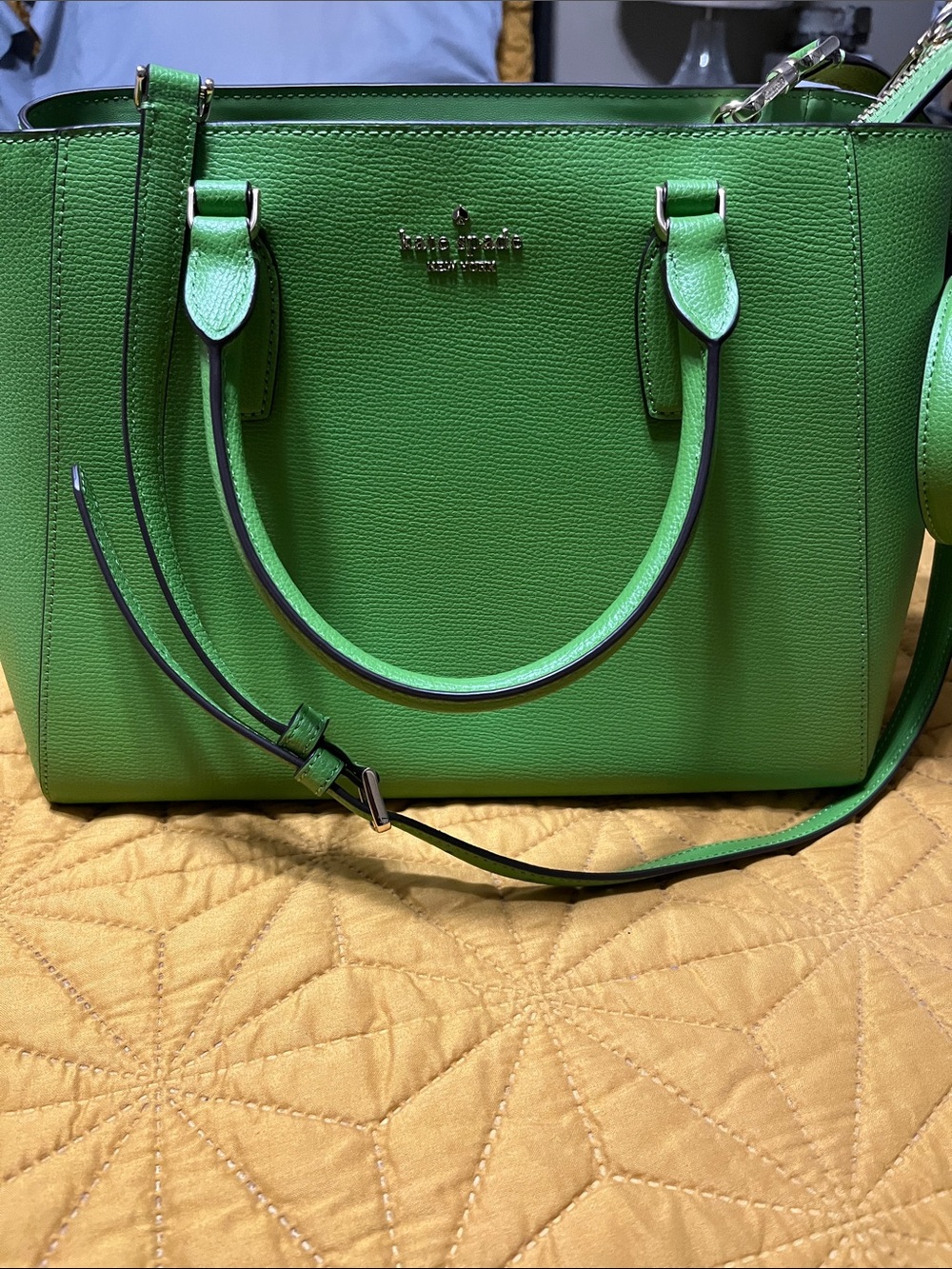 kate spade Bright Green Leather Satchel Tote